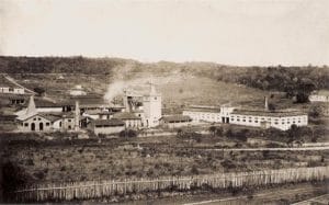 Fundição Real Fábrica de Ferro São João do Ipanema em 1884, região de Sorocaba. Foto: Arquivo do Estado.