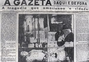 Reportagem na primeira página do jornal A Gazeta, em maio de 1937, sobre o crime da Rua Apa.