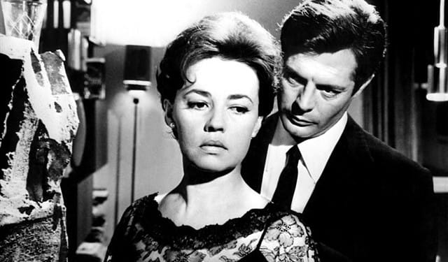 Cena de ‘A Noite‘ (1961) com Jeanne Moreau e Marcello Mastroianni.
