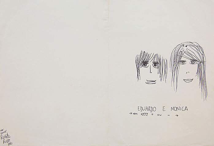 Desenho de ‘Eduardo e Mônica‘ feito por Renato Russo. A música, grande sucesso do Legião Urbana, foi lançada em 1986. Foto: Divulgação.