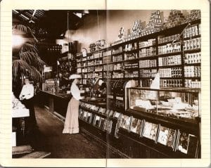 Farmácia de venda de ‘candies‘ em Nova York no século XIX. Foto: vintage / NYC.
