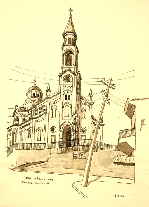 Igreja do Menino Jesus. Ilustração: Luiz Rubello / Acervo PMSP.
