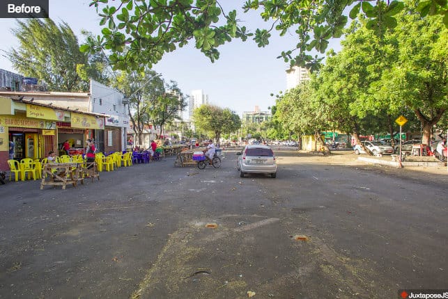 Em Fortaleza, projeto batizado "Cidade da Gente" transformou a Avenida Central, no bairro Cidade 2000, onde os carros tinham prioridade, em um espaço público para pessoas. Foto: Rodrigo Capote / WRI Brasil.