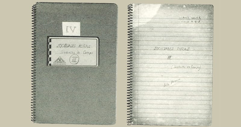 Caderno de campo usado por Antonio Candido nas suas pesquisas sobre os caipiras paulistas.