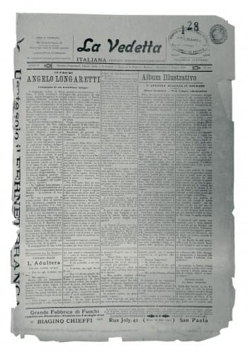 Periódico semanal (1908) de Rio Claro, escrito em italiano.