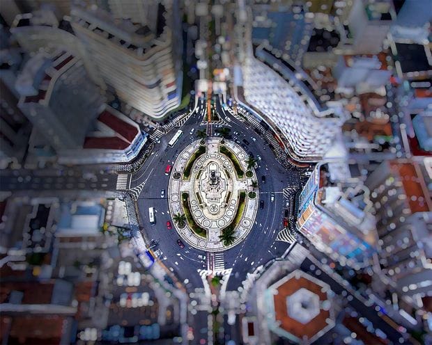 Praça da Independência em Santos, vista do alto. Foto: Claudio Edinger.