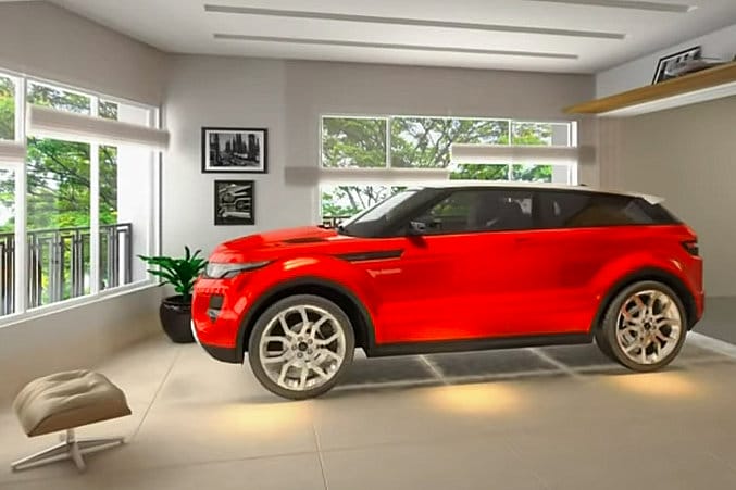 “Goiânia terá o primeiro prédio do Brasil com estacionamento para carro dentro da sala.“ diz a divulgação. Imagem: Reprodução / Youtube.