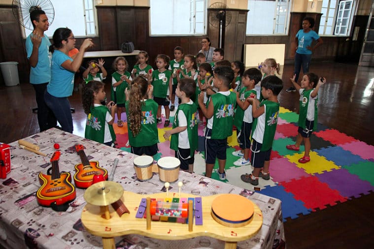 Alunos da educação infantil visitam Museu do Café. A iniciativa integra o programa Santos da Gente. Foto: Marcelo Martins.