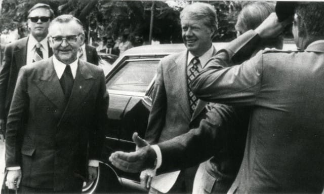 Com o presidente norte-americano Jimmy Carter em 1978 no Brasil. Foto: Jornal O São Paulo.  