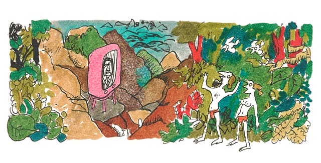 Desenho, 1973. Nanquim, hidrocor e ecoline sobre cartão, 8,9 x 22,1 cm. Acervo Millôr Fernandes / Instituto Moreira Sallles