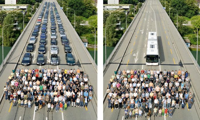 Espaço que pessoas ocupam no trânsito. Foto: reprodução.