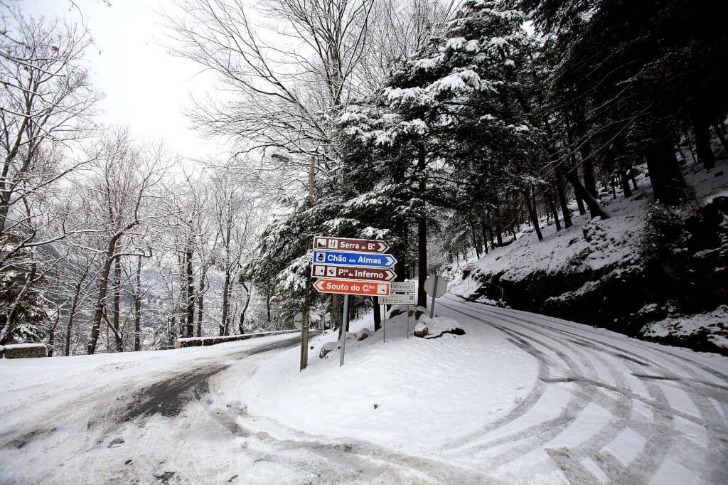 Neve corta estradas na Serra da Estrela. Foto: Nelson Garrido / Público.
