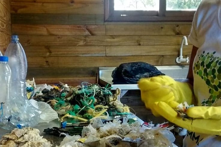 Em seis meses, foram coletados cerca de 200 kg de plástico no Parque Nacional Marinho de Fernando de Noronha, em Pernambuco. Foto: Ana Carolina Grillo Monteiro.
