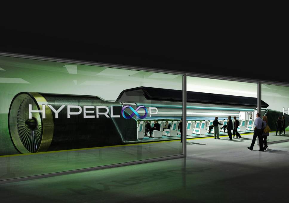 Seguro e com energia limpa, sem emissão de carbono: assim será o transporte mais rápido do mundo, o hyperloop. Imagem: Hyperloop Transportation Technologies.