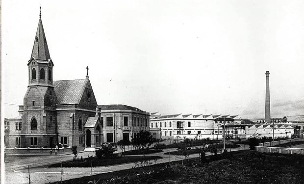 Vista parcial da Vila Maria Zélia, em 1919; a construção teve início em 1912. Foto: Arquivo.