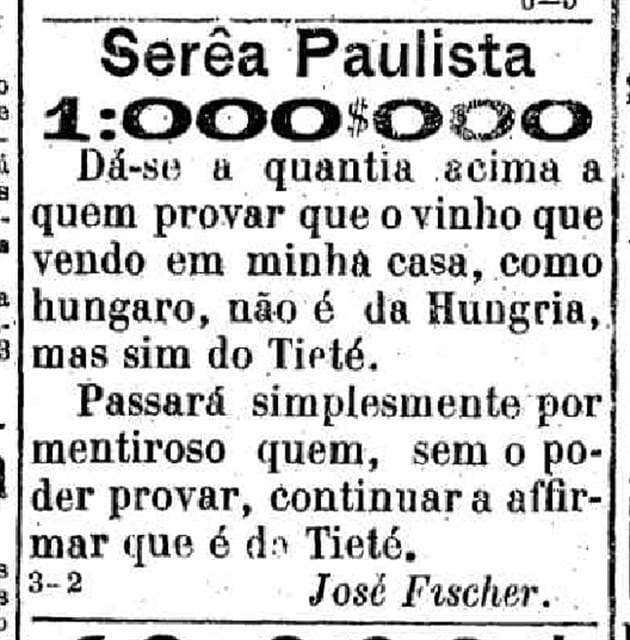 Anúncio publicado no jornal A Província de S. Paulo de 21de dezembro de 1887. Imagem: Reprodução.
