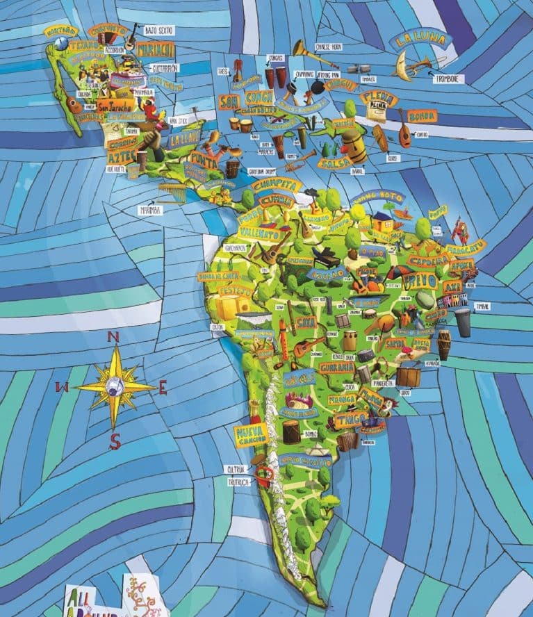 Mapa da América Latina criativa. Fonte: AL+
