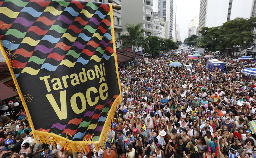 Bloco Tarado Ni Você, uma dos mais animados do Carnaval de São Paulo desfila na região central. Foto: Divulgação.