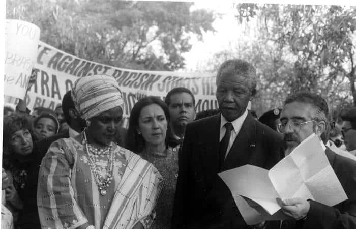 Nelson Mandela em visita à Universidade de Brasília em 1991. Foto: Arquivo/Universidade.