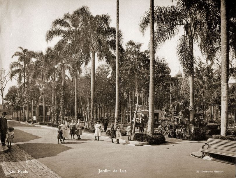 Jardim da Luz, o primeiro jardim público da cidade. Foto: Guilherme Gaensly.