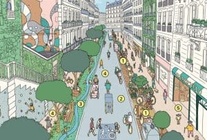 O prefeita de Paris sonha com 'a cidade de 15 minutos'. Imagem: Paris en Commun.