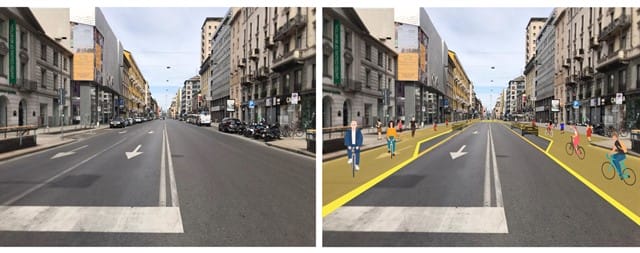 Milão e o plano Strade Aperte (estrada aberta, em português). Imagem: Prefeitura de Milão / Reprodução.