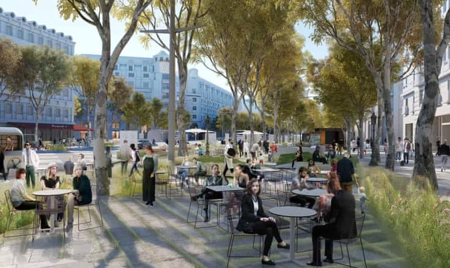 Espaços verdes e de convívio ao "ar livre" são prioridades da Câmara de Paris. Imagem: PCA-Stream