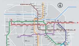 Detalhe do mapa oficial do metrô de Santiago. Imagem / Reprodução.