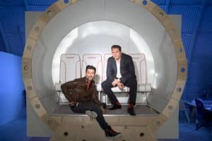 Bibop Gresta (esquerda) cofundador da Hyperloop TT, é principal atração do Smart City Expo Curitiba 2019. A direita, Dirk Ahlborn, COO da companhia. Foto: David Zentz.