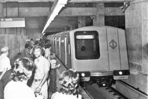 Viagem inaugural do Metrô em 1974: estreia da Frota A. Foto: Acervo do Metrô.