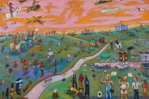 Mais de 50 artistas ocupam o Sesc 24 de Maio em exposição que fala, em tom lúgubre, de comunidades imaginadas. "Off the Reservation (or Minnesota nice) de Jim Denomie: Divulgação.